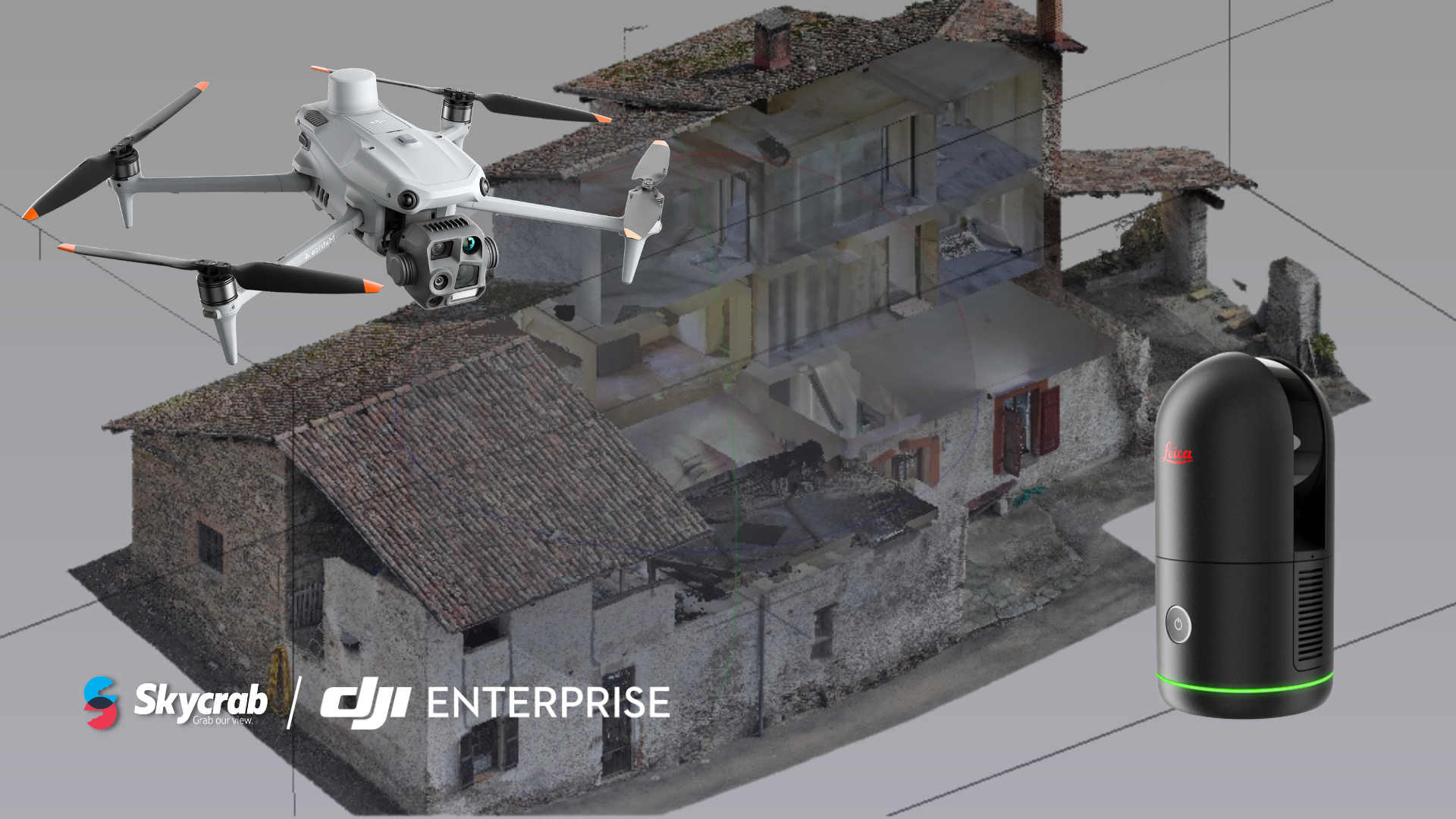 Rilievo 3D completo di edificio: integrazione drone + laser scanner per dati interni ed esterni ad alta precisione