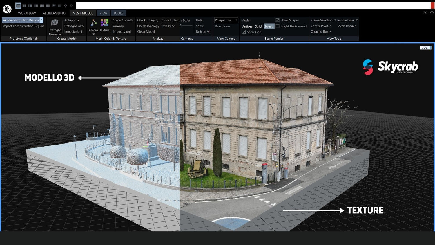 Rilievo 3D con drone della Biblioteca di Fontanella: la fotogrammetria con Reality Capture e l'esportazione dei dati 2D con AutoCAD