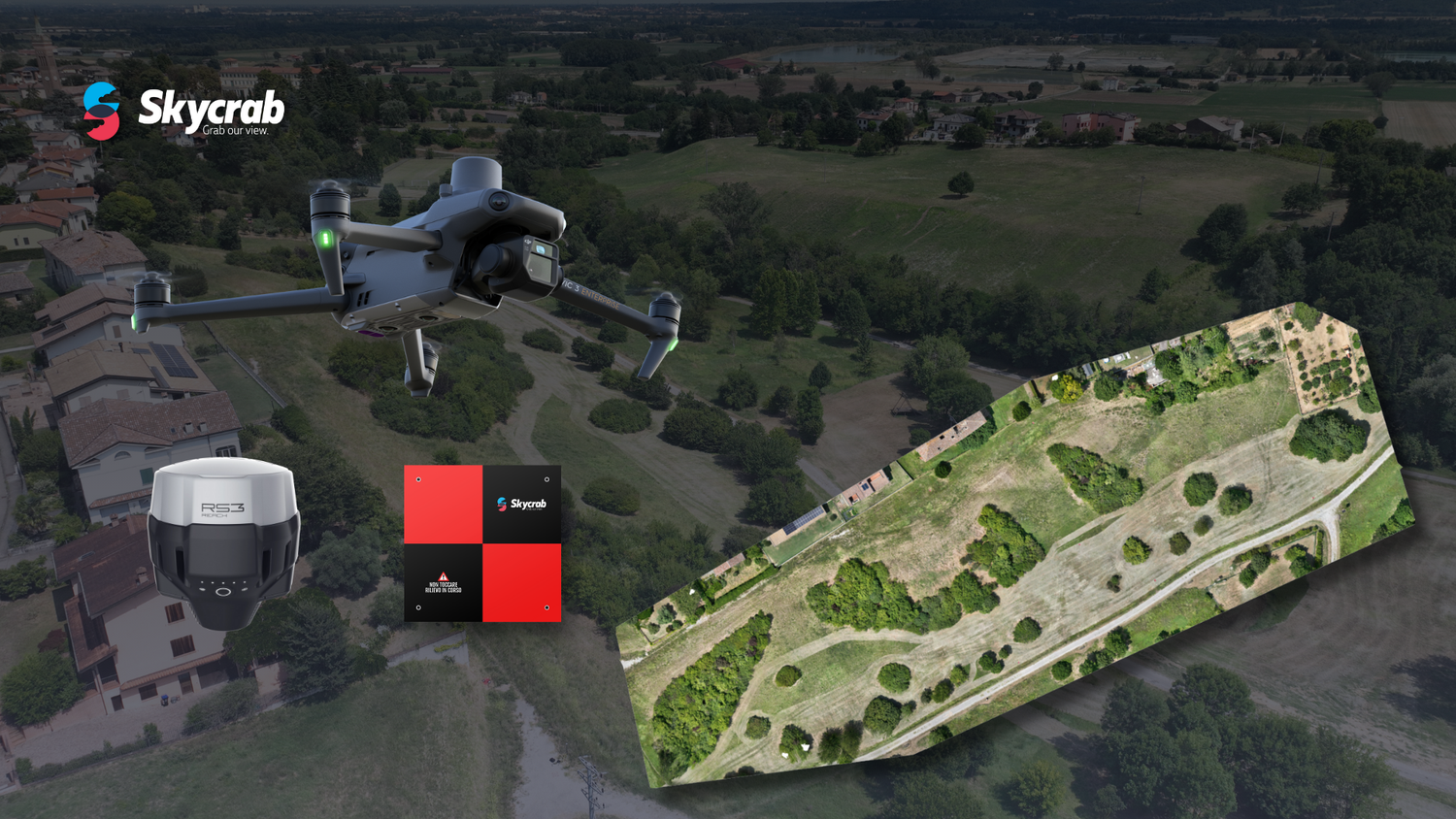 Rilievo fotogrammetrico con drone su area verde per la progettazione di una pista ciclabile